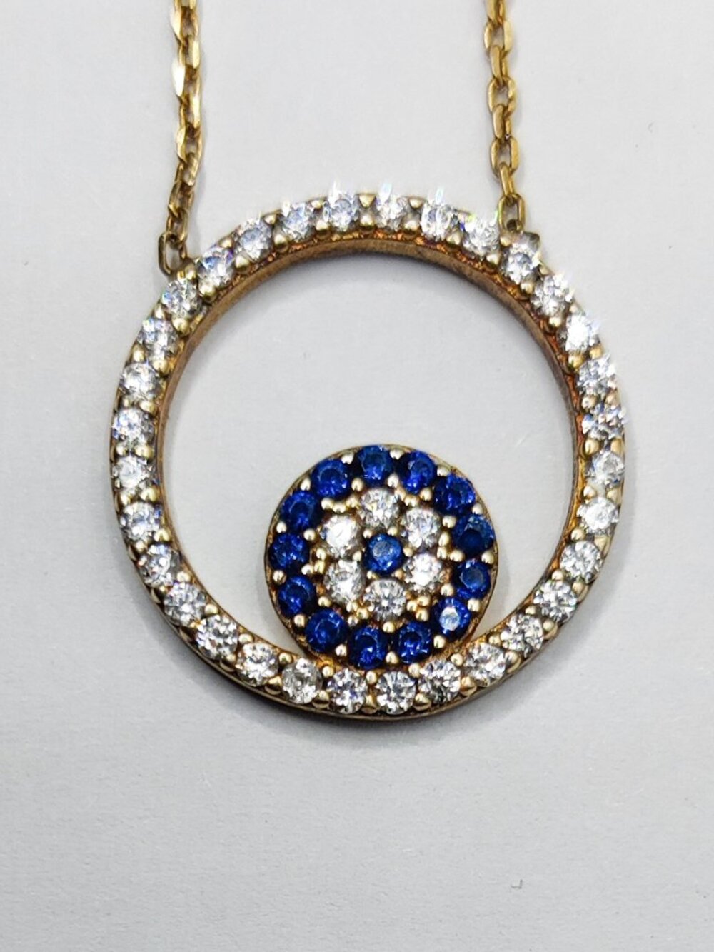 Gold Plated Sterling Silver Evil Eye Pendant Necklace N-TR 925